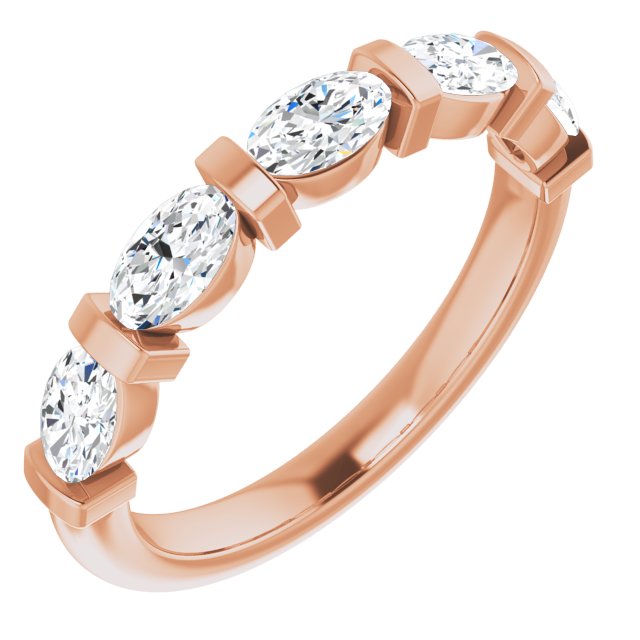 1.05 ct. Oval Cut Diamond Wedding Band 5 Stone Anniversary Ring-VIRABYANI